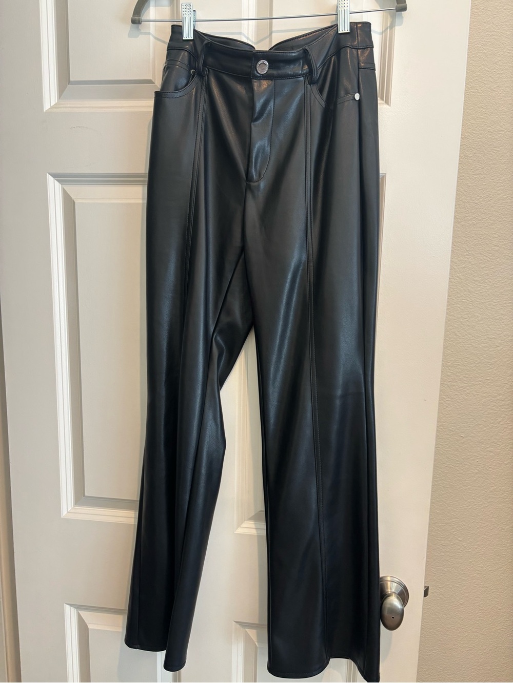 Classic Black Faux Leather Pants Size 2